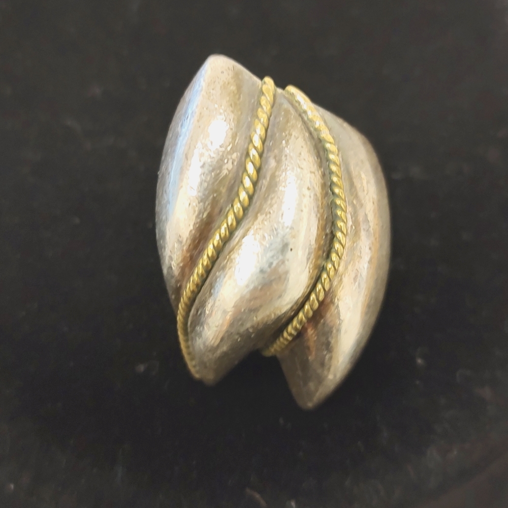 Vintage TV-47 AVM Taxco Mexico Modern Two Tone Sterling Silver 925 Ring Size 6.5